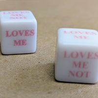 16mm "Loves Me, Loves Me Not" White Dice with Pink Print