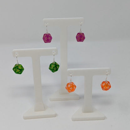 Mini D20 Fishhook Earrings