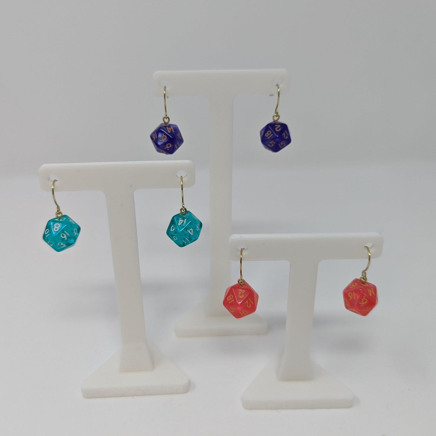 Mini D20 Fishhook Earrings