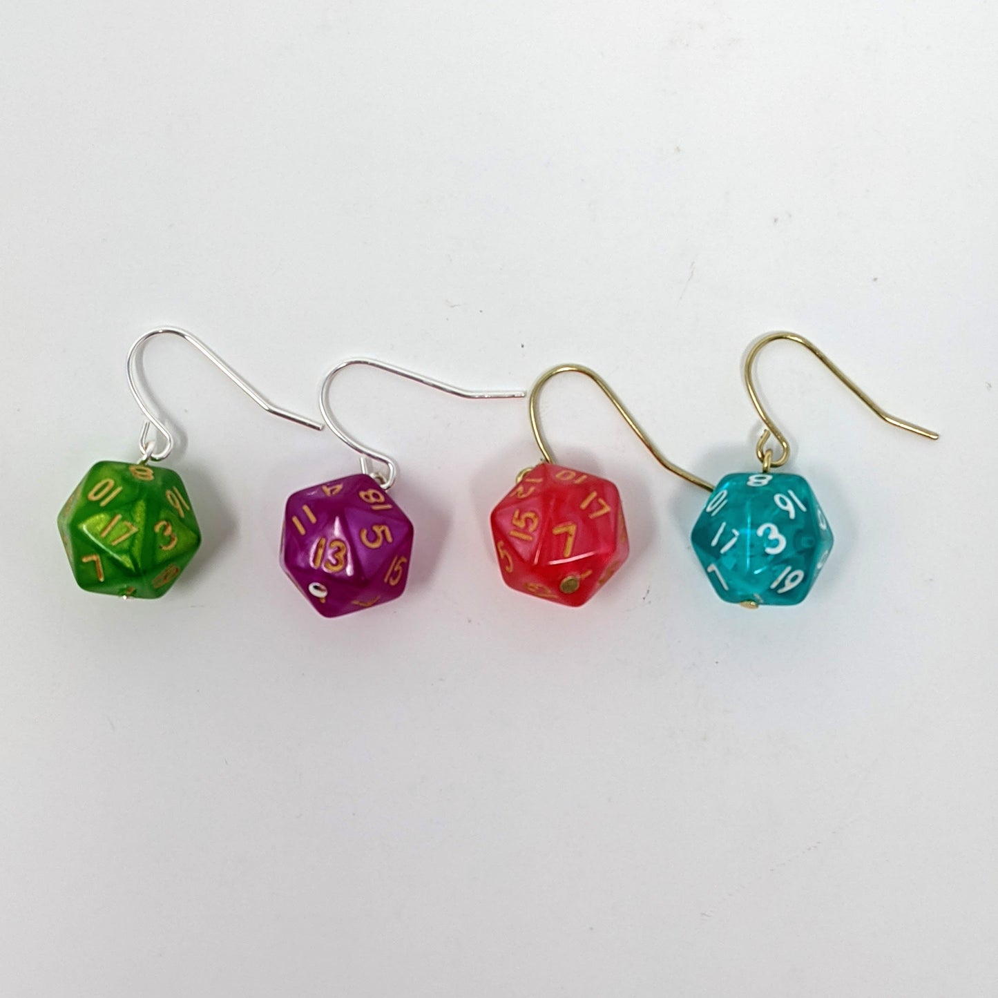 Mini D20 Fishhook Earrings