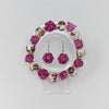Pink Fuchsia Gold Flower Dice Bracelet