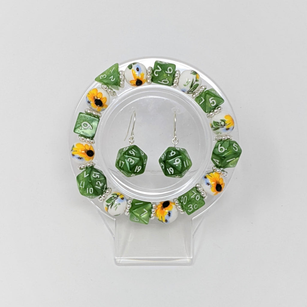 Sunflowers Yellow and Green Flowers Dice Bracelet