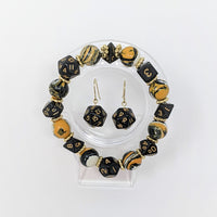 Black Yellow Swirls Dice Bracelet