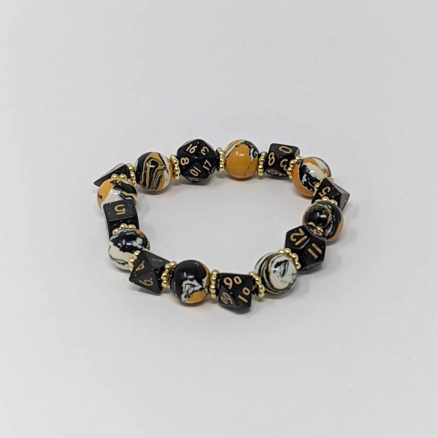 Black Yellow Swirls Dice Bracelet