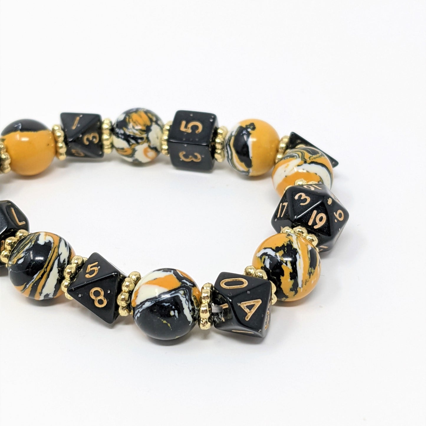 Black Yellow Swirls Dice Bracelet