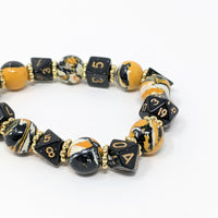 Black Yellow Swirls Dice Bracelet
