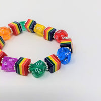 PRIDE Rainbow beads with Rainbow Dice Bracelet