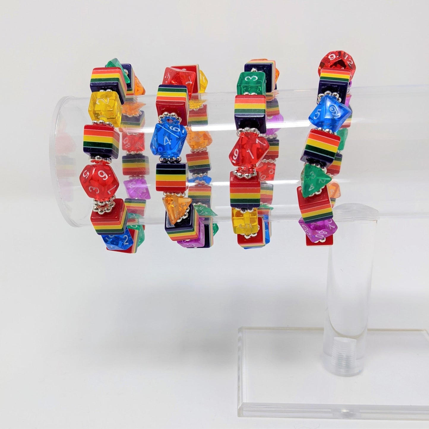 PRIDE Rainbow beads with Rainbow Dice Bracelet