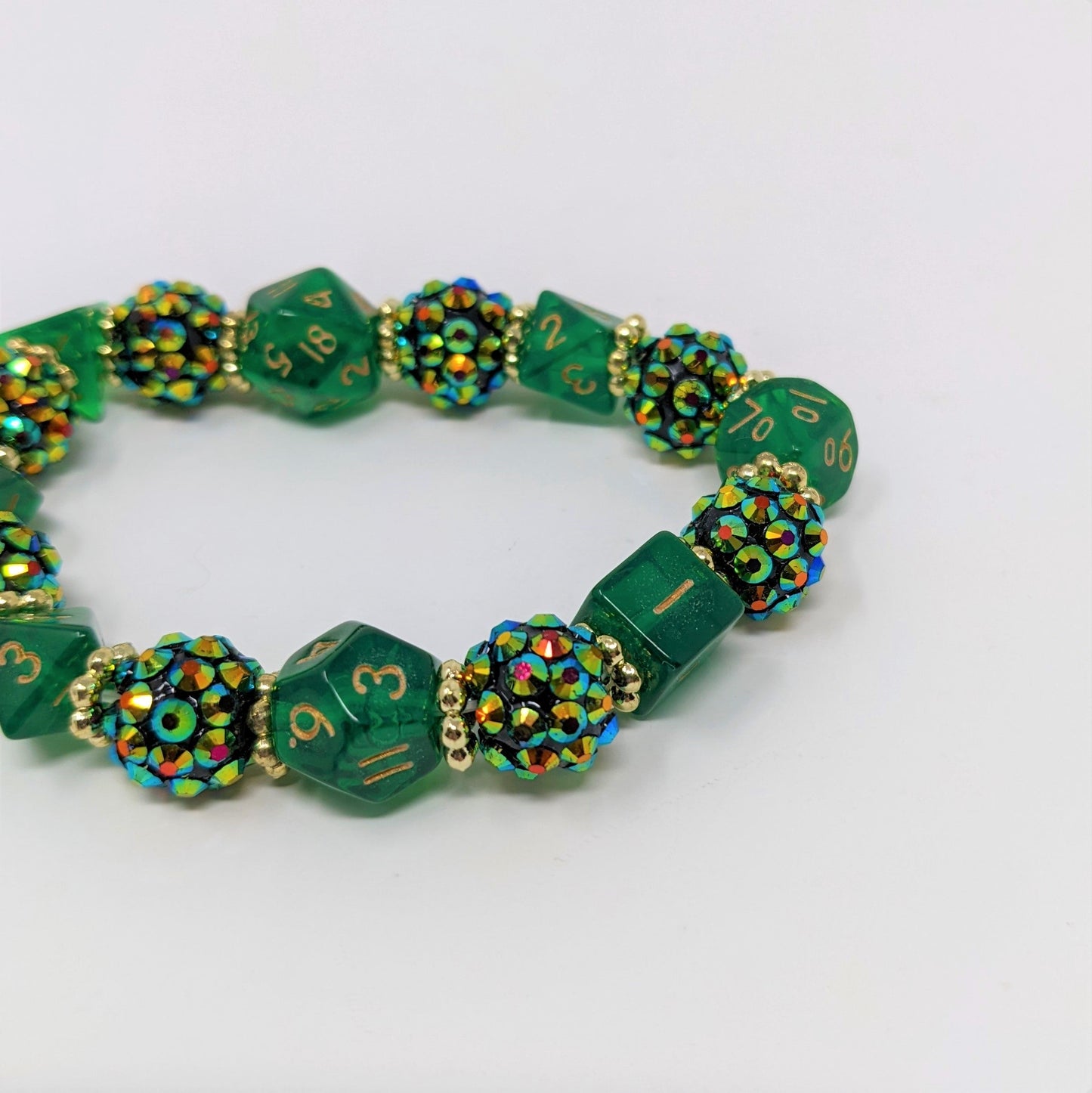 Green Rhinestones Dice Bracelet