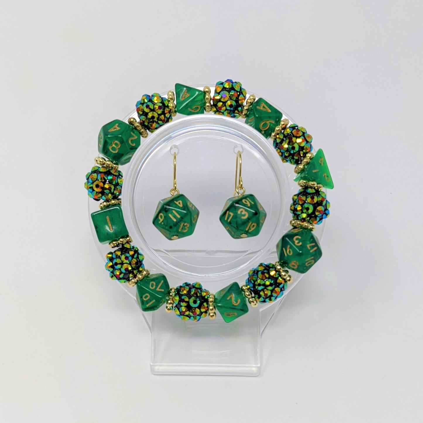 Green Rhinestones Dice Bracelet