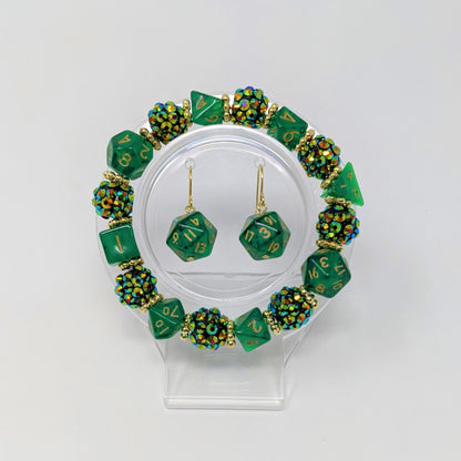 Green Rhinestones Dice Bracelet