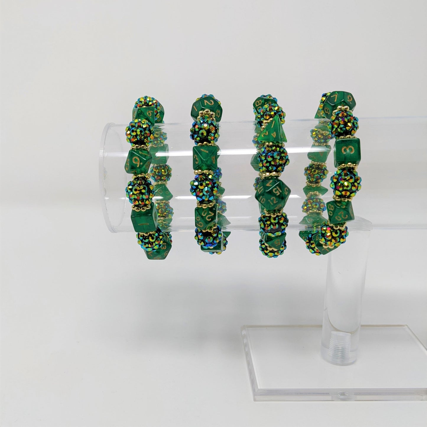 Green Rhinestones Dice Bracelet