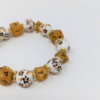 Gold & Brown Flowers Dice Bracelet
