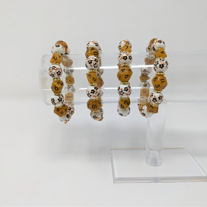 Gold & Brown Flowers Dice Bracelet