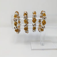 Gold & Brown Flowers Dice Bracelet