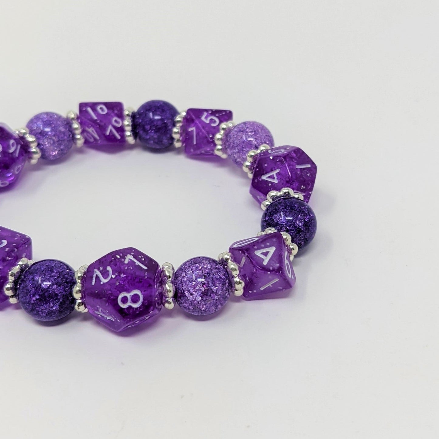 Purple Crackle Beads Dice Bracelet