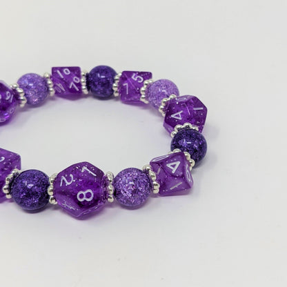 Purple Crackle Beads Dice Bracelet