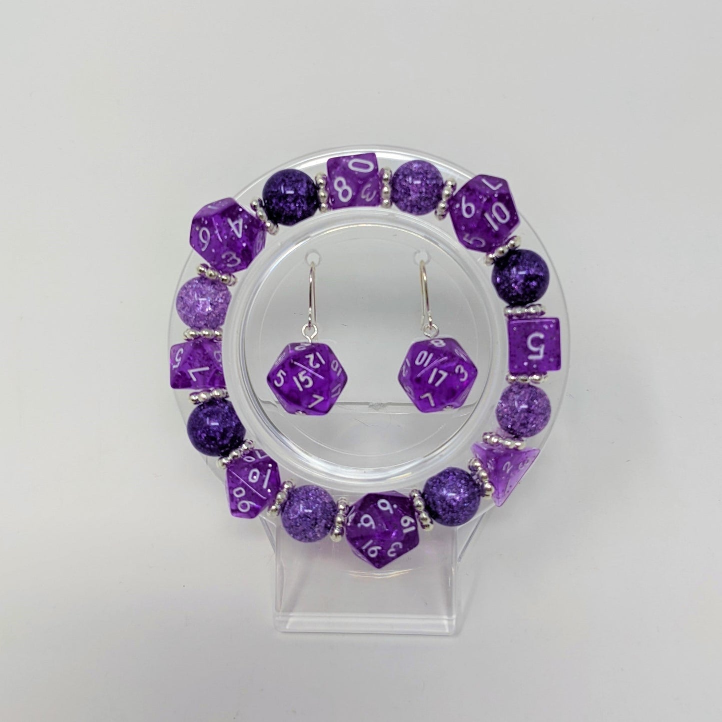 Purple Crackle Beads Dice Bracelet