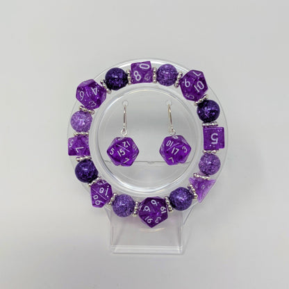 Purple Crackle Beads Dice Bracelet