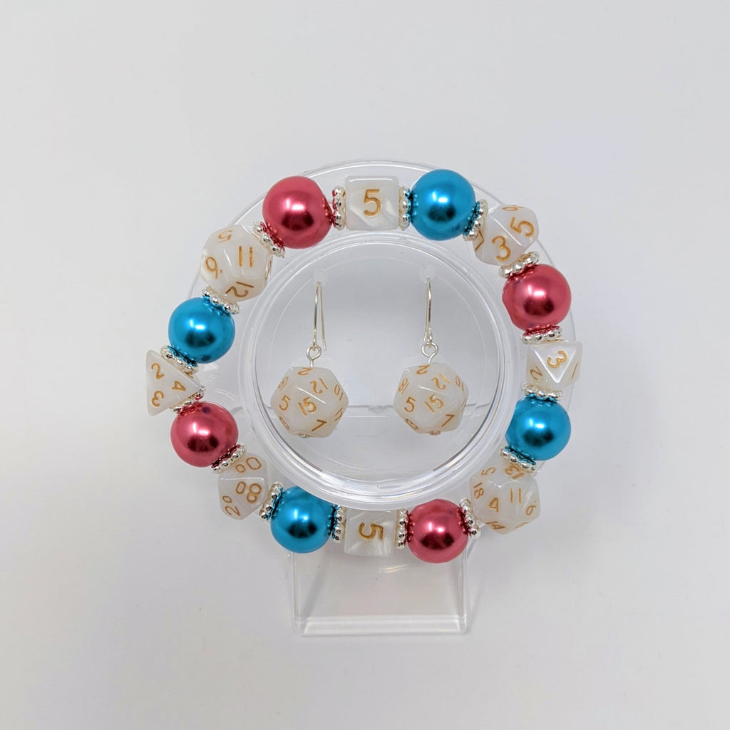 Blue Pink White Dice Bracelet