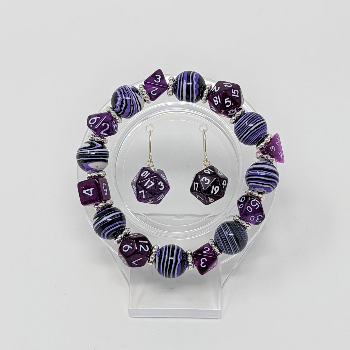 Purple Stripes Dice Bracelet
