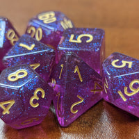 Time Walker | Purple w/Gold Glitter 7-Dice Set RPG Dice Set