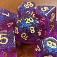Time Walker | Purple w/Gold Glitter 7-Dice Set RPG Dice Set