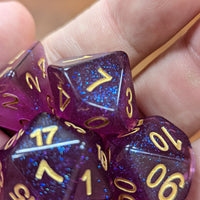 Time Walker | Purple w/Gold Glitter 7-Dice Set RPG Dice Set
