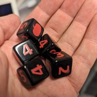 Pumpkin Harvest D6 Dice | Black Dice with Orange Numbers and Pumpkins (sold per die)