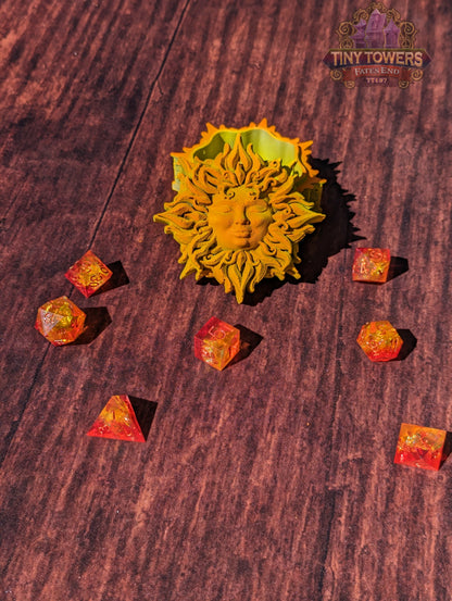 Celestial Sun 3D Printed Dice Jail | RPG Dice Vault | D20 Box |  Fate’s End Collection - Harness the Radiance of the Sun!