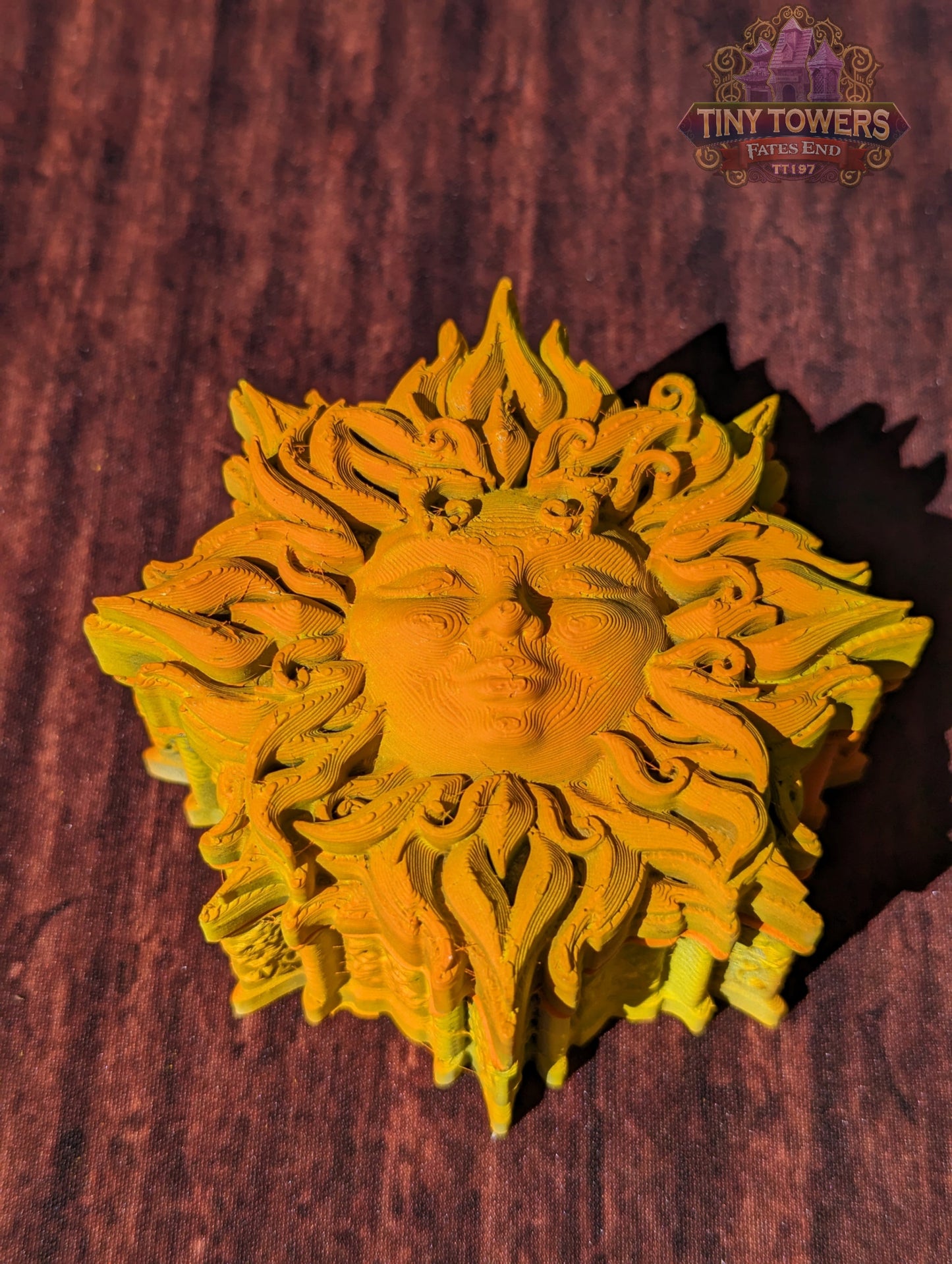 Celestial Sun 3D Printed Dice Jail | RPG Dice Vault | D20 Box |  Fate’s End Collection - Harness the Radiance of the Sun!