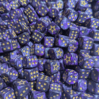 STAR 12mm Pearl Puple d6 | Small Dice with a Gold Star on the '1'