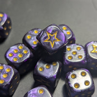 STAR 12mm Pearl Puple d6 | Small Dice with a Gold Star on the '1'
