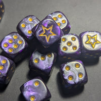 STAR 12mm Pearl Puple d6 | Small Dice with a Gold Star on the '1'