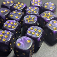 STAR 12mm Pearl Puple d6 | Small Dice with a Gold Star on the '1'