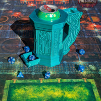 Cyberpunk SciFi 3D Printed Can Holder & Dice Tower Combo  | Koozie | Stein Mug | RPG Dice Jail | D20 Dice Vault - Enter the Neon Future!
