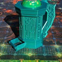 Cyberpunk SciFi 3D Printed Can Holder & Dice Tower Combo  | Koozie | Stein Mug | RPG Dice Jail | D20 Dice Vault - Enter the Neon Future!