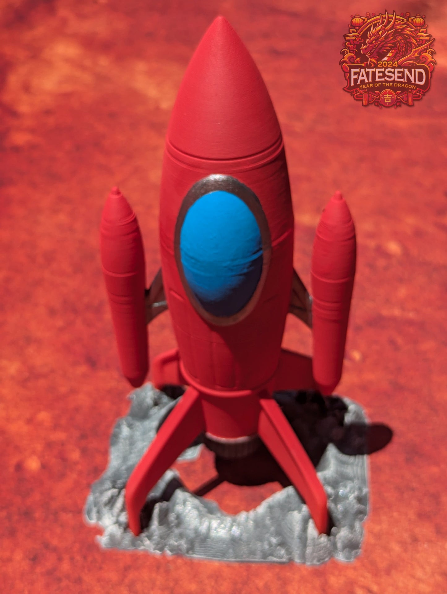Retro Red Rocket 3D Printed Atompunk Dice Tower - Fate's End Collection - Ignite your gaming sessions!!!