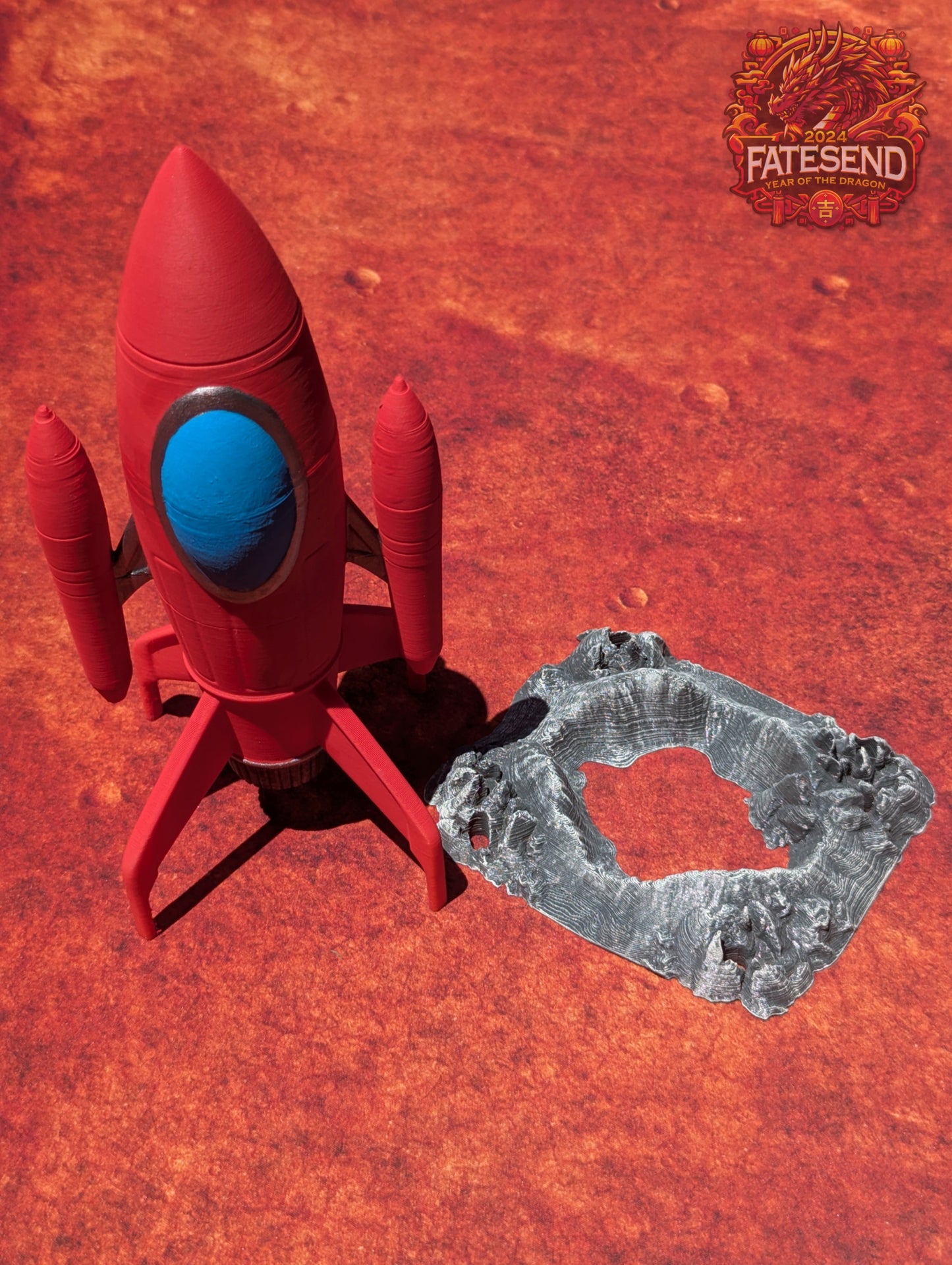 Retro Red Rocket 3D Printed Atompunk Dice Tower - Fate's End Collection - Ignite your gaming sessions!!!