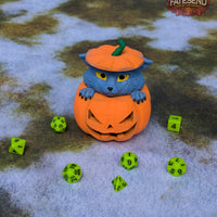 Cute Wolf Cub in Smiling Pumpkin 3D Printed Dice Jail | Dice Vault | Storage Box | Cosplay- Unleash the adorable charm of the Cute Wolf Cub!