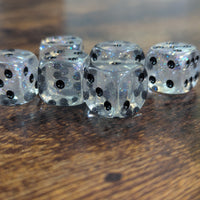 The Time Walker | Clear Glitter 16mm d6 Dice w/Black