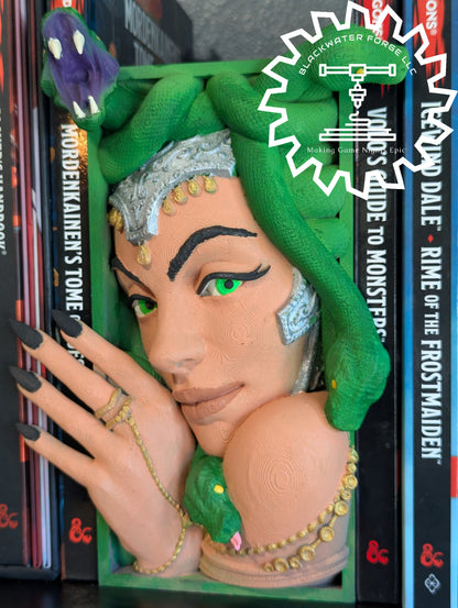 Medusa 3D Printed Book Nook- Miniatures of Madness- Beware the Gaze of Medusa!