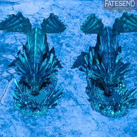Crystal Ice Dragon Book End Set- Fate's End Collection by Kim Bolt - Fantasy Decor - Frost-Bound Guardians for your Favorite Tomes!