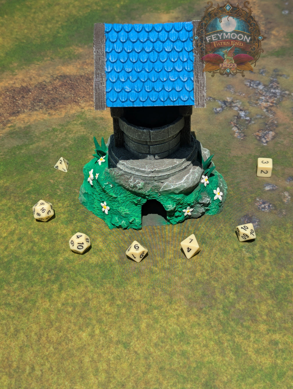 Enchanted Wishing Well 3D Printed Dice Tower by Kim Bolt - Fate's End Fey Moon Collection - Make a Wish in this Ancient Magical Water Well!