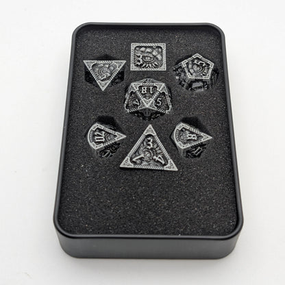 Elder Scroll - 7 Piece DnD Dice Set | Metal RPG Gaming Dice