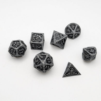 Elder Scroll - 7 Piece DnD Dice Set | Metal RPG Gaming Dice
