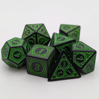Magic Flame (Green) - "Enchanted Ent" - 7 Piece DnD Dice Set | Acrylic RPG Gaming Dice