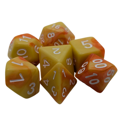 Lemon Orange - 7 Piece DnD Dice Set | Acrylic RPG Gaming Dice