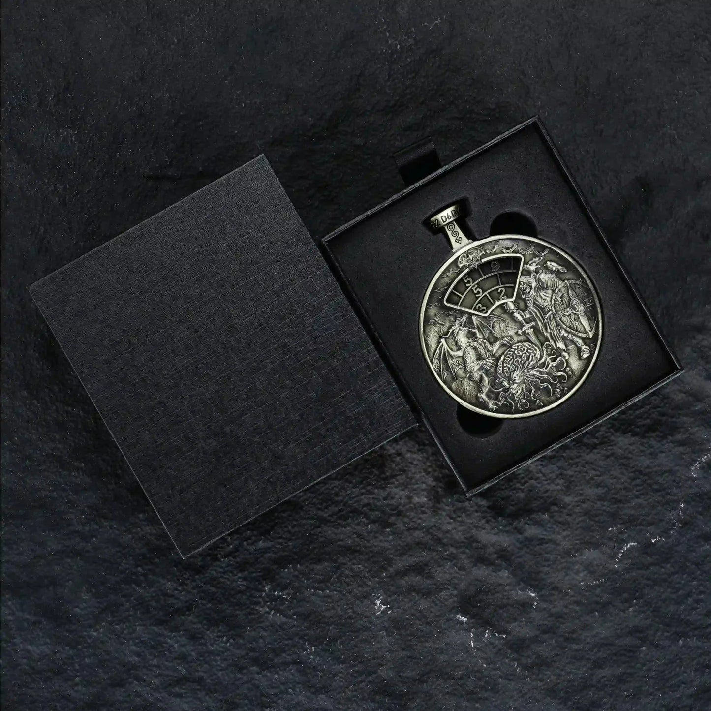 Unique Metal DND Spinning Dice Pocket Watch