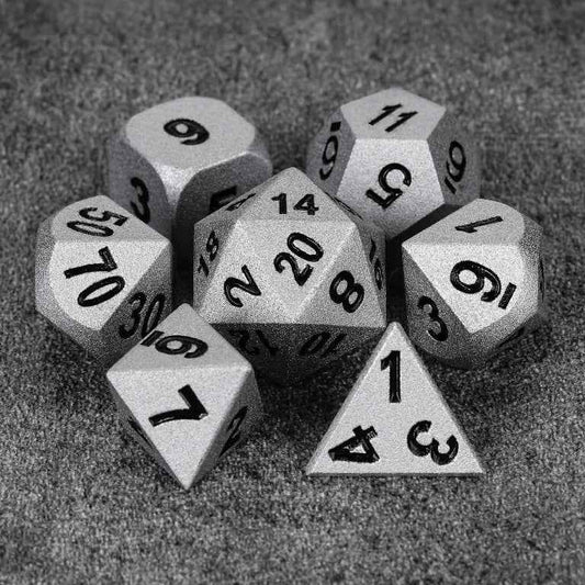 Paladin Bright Silver Metal DND Dice Set